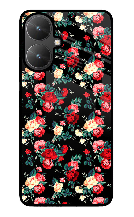 Rose Pattern Poco M6 5G Glass Case