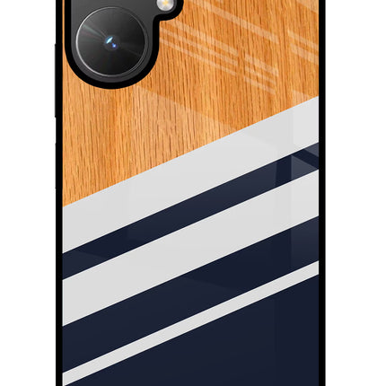 Blue and white wooden Poco M6 5G Glass Case