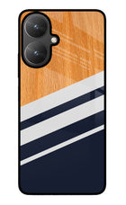 Blue and white wooden Poco M6 5G Glass Case