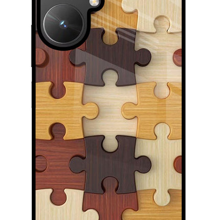 Wooden Puzzle Poco M6 5G Glass Case