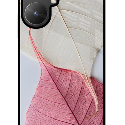 White Pink Leaf Poco M6 5G Glass Case