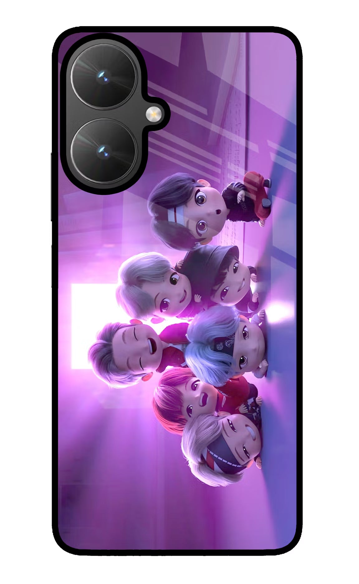 BTS Chibi Poco M6 5G Glass Case Back Cover by Casekaro