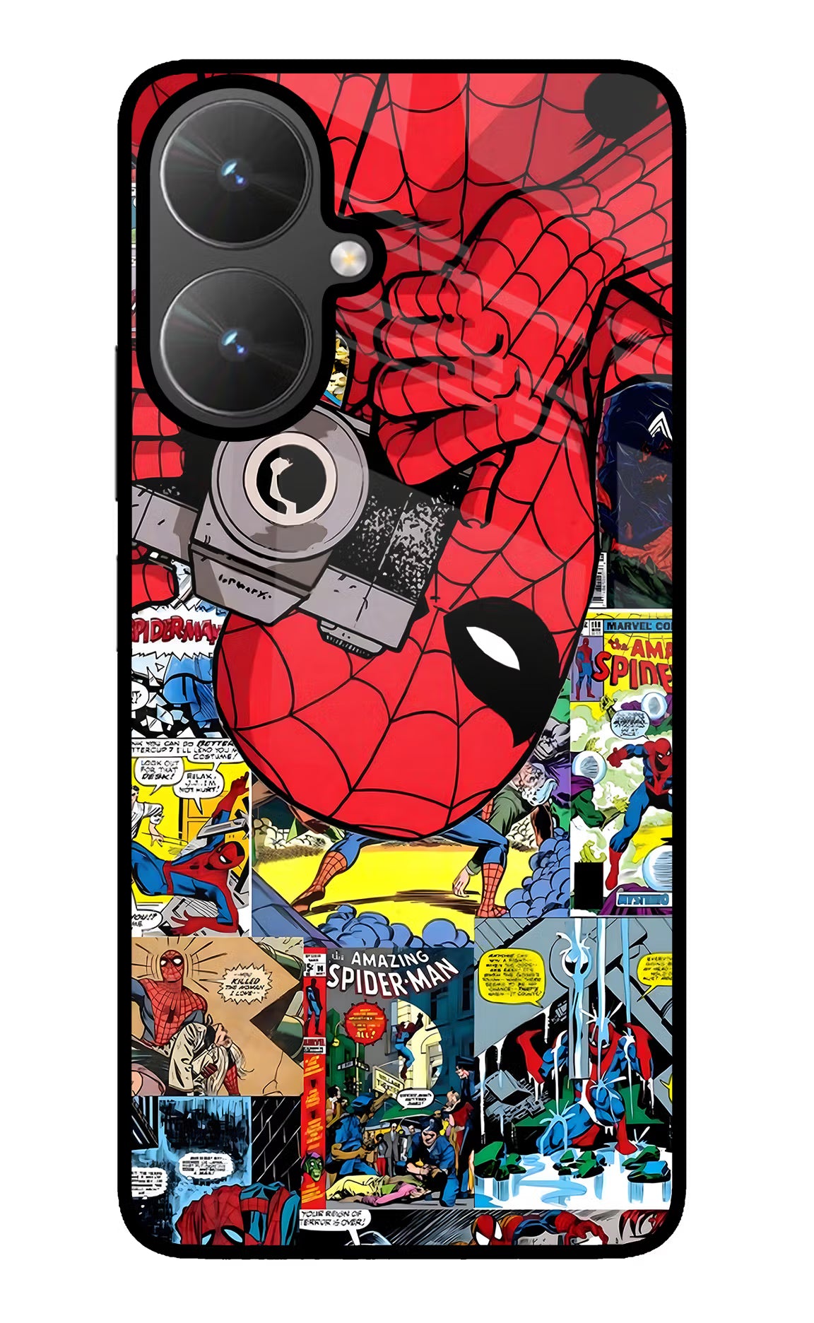 Spider Man Poco M6 5G Glass Case Back Cover by Casekaro