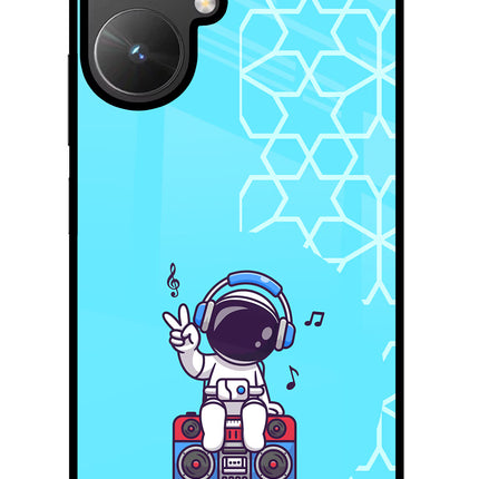 Cute Astronaut Chilling Poco M6 5G Glass Case