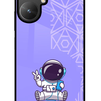 Cute Astronaut Chilling Poco M6 5G Glass Case