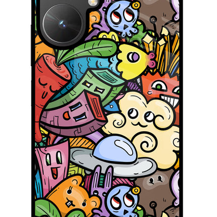 Veggie Doodle Poco M6 5G Glass Case