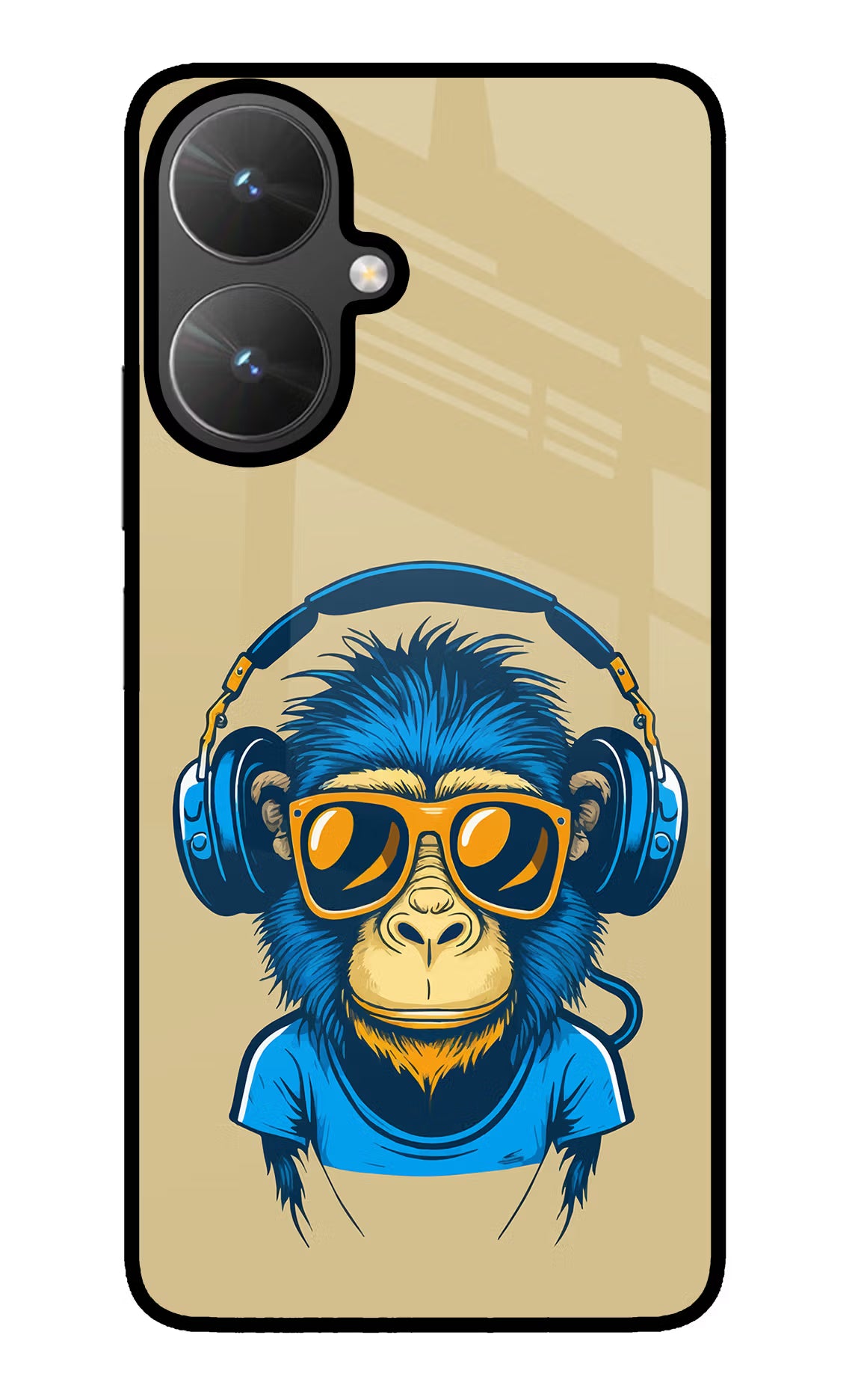 Monkey Headphone Poco M6 5G Glass Case Back Cover by Casekaro