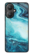 Blue Glitter Marble Poco M6 5G Glass Case