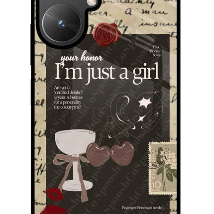 I am just a girl Poco M6 5G Glass Case Back Cover by Casekaro
