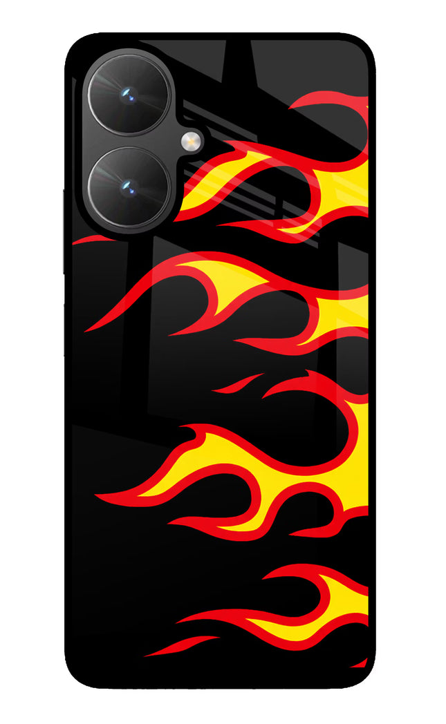 Side Sweep Flames Poco M6 5G Glass Case