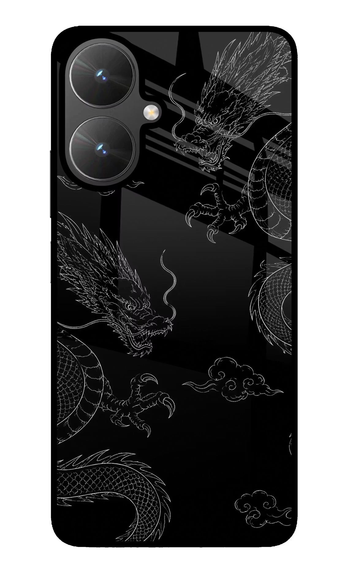 Twin Dragons Poco M6 5G Glass Case Back Cover by Casekaro