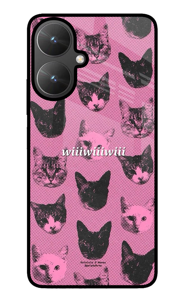 Pink Cats Poco M6 5G Glass Case