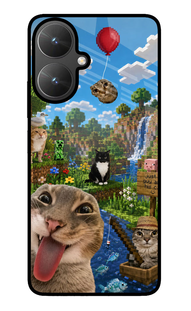 Minecraft Cat Chaos Poco M6 5G Glass Case