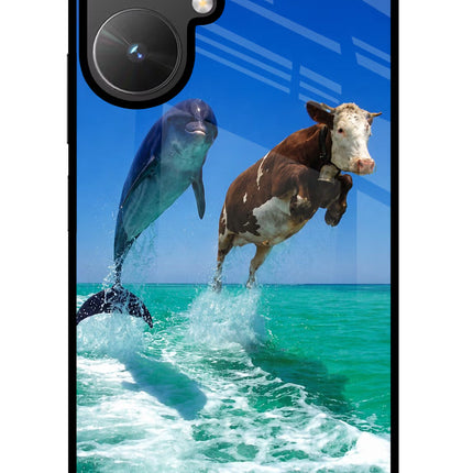 Dolphin vs Cow Poco M6 5G Glass Case
