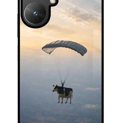 Skydiving Cow Poco M6 5G Glass Case