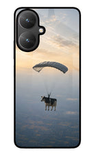 Skydiving Cow Poco M6 5G Glass Case