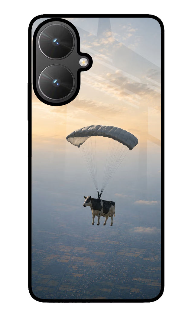Skydiving Cow Poco M6 5G Glass Case