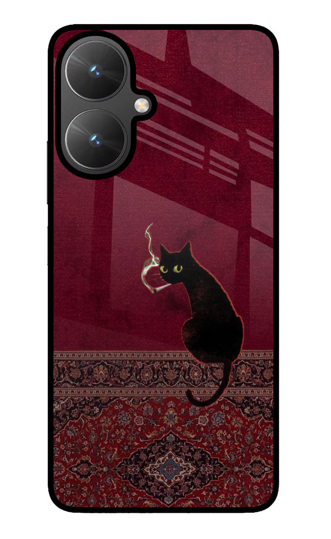 Midnight Cat Poco M6 5G Glass Case