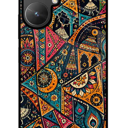Folk Print Poco M6 5G Glass Case