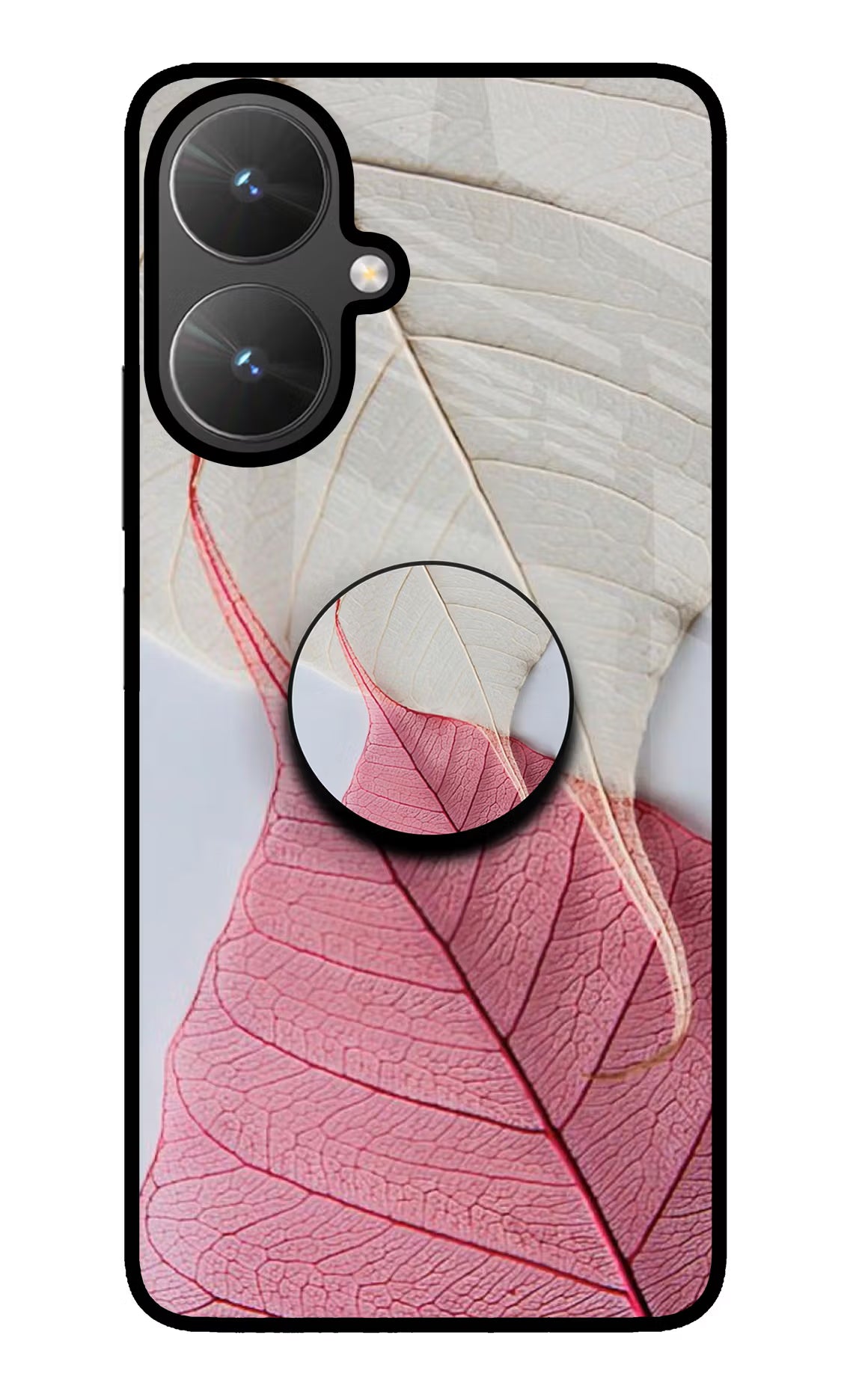 White Pink Leaf Poco M6 5G Pop Case by Casekaro