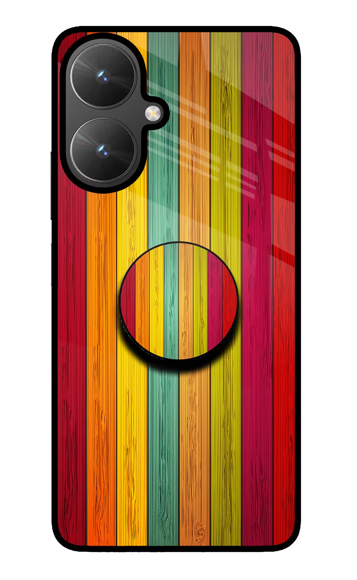 Multicolor Wooden Poco M6 5G Pop Case by Casekaro