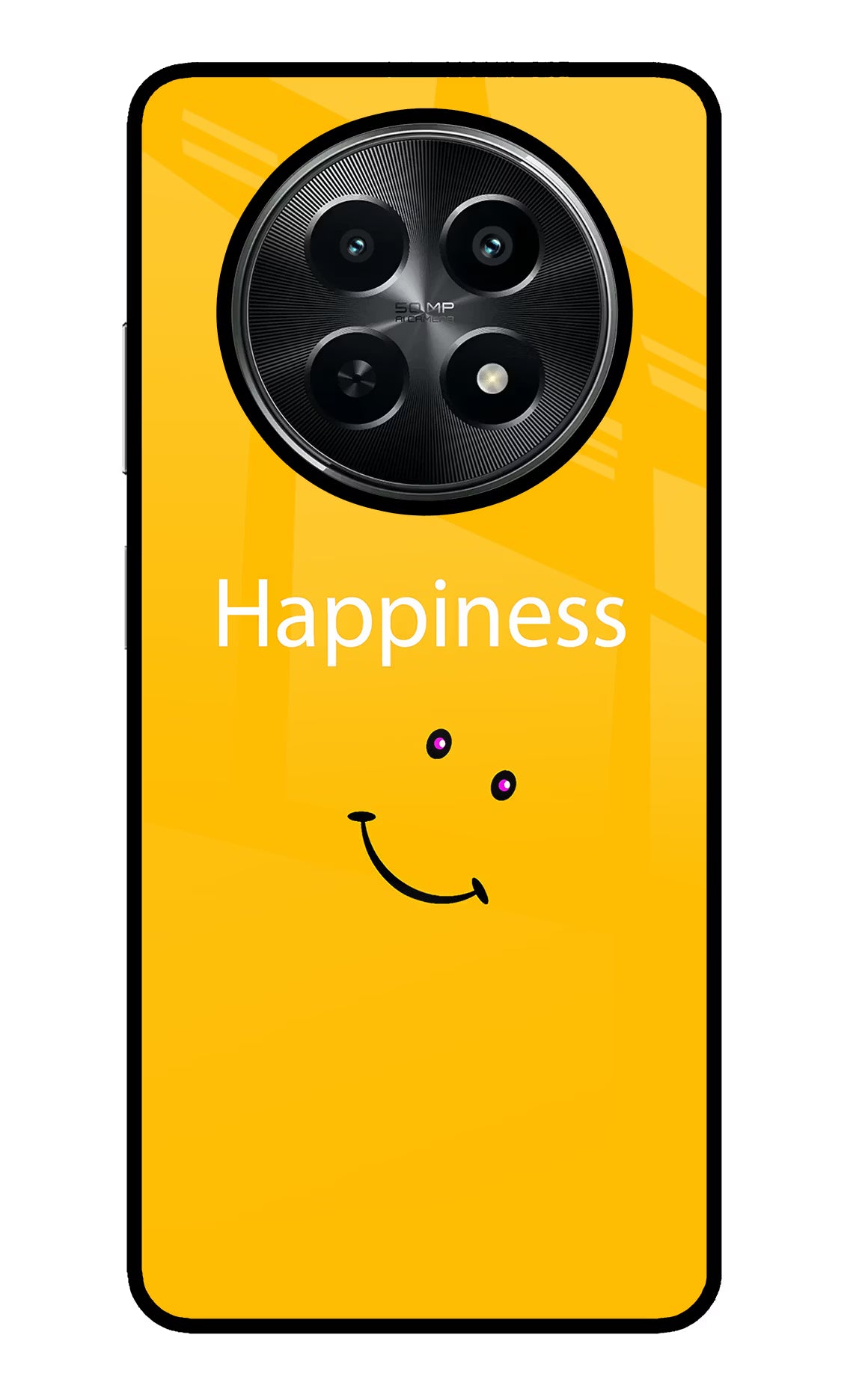 Happiness With Smiley Realme C65 5G Glass Case Back Cover by Casekaro