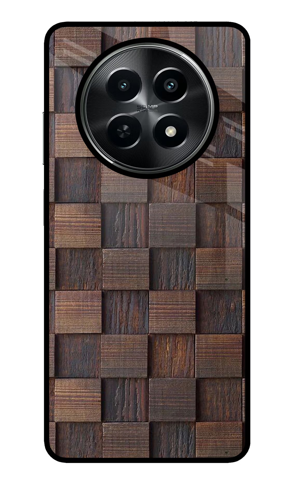 Wooden Cube Design Realme C65 5G Glass Case Back Cover by Casekaro