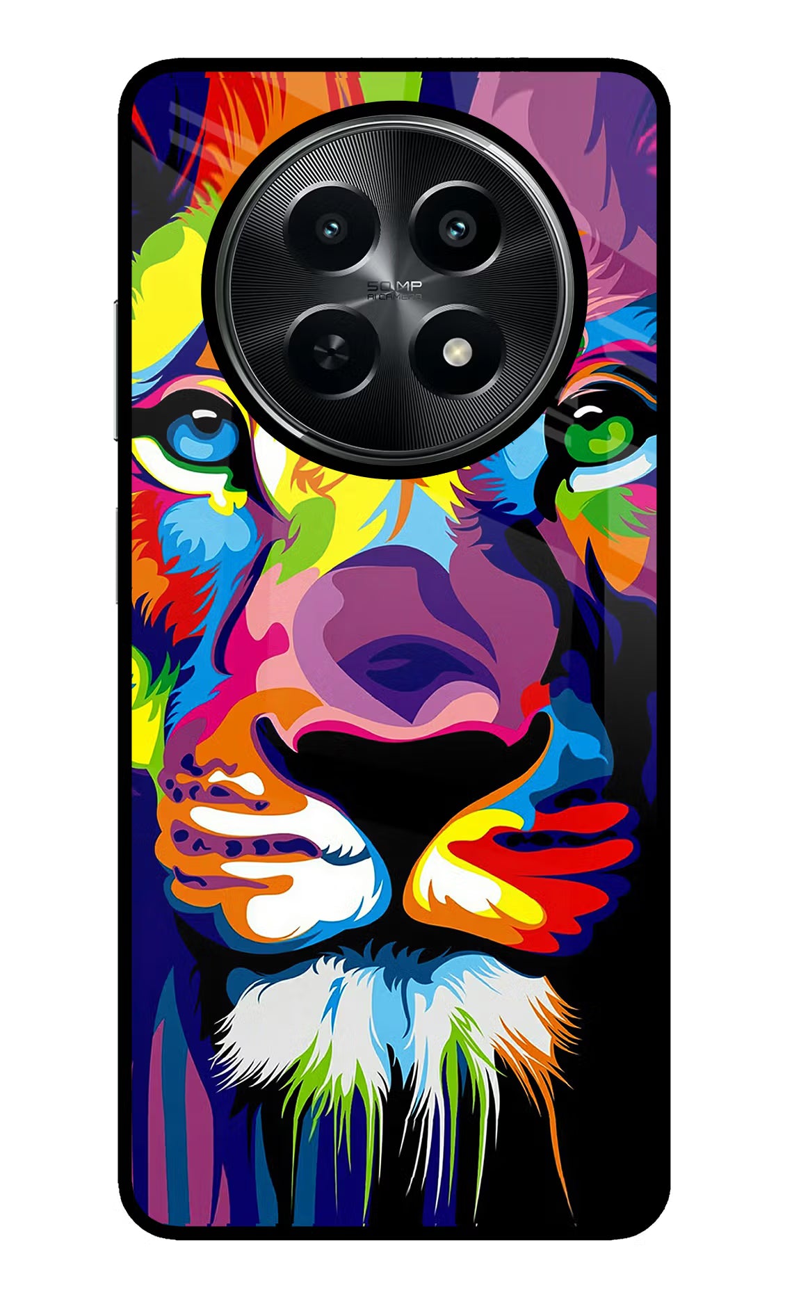 Lion Realme C65 5G Glass Case Back Cover by Casekaro