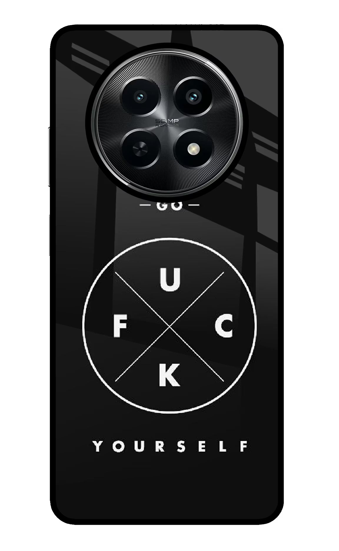 Go Fuck Yourself Realme C65 5G Glass Case Back Cover by Casekaro