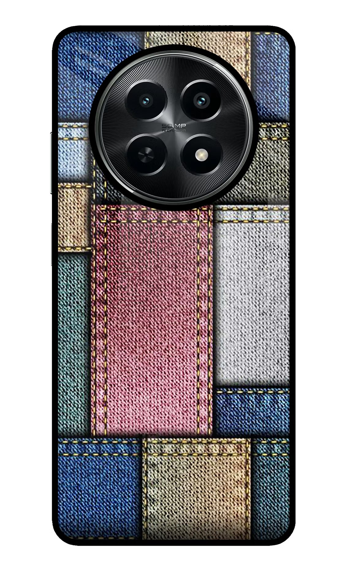 Multicolor Jeans Realme C65 5G Glass Case Back Cover by Casekaro