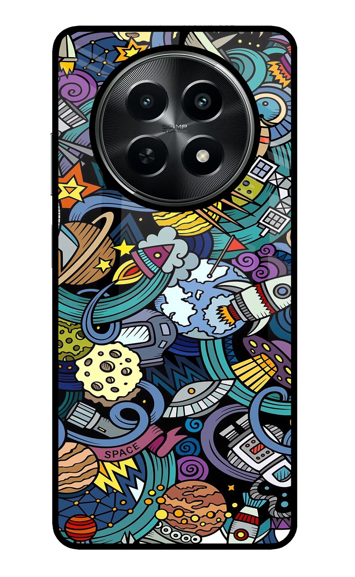 Space Abstract Realme C65 5G Glass Case Back Cover by Casekaro