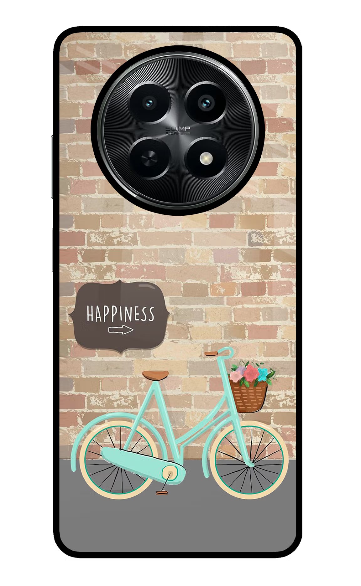 Happiness Artwork Realme C65 5G Glass Case Back Cover by Casekaro