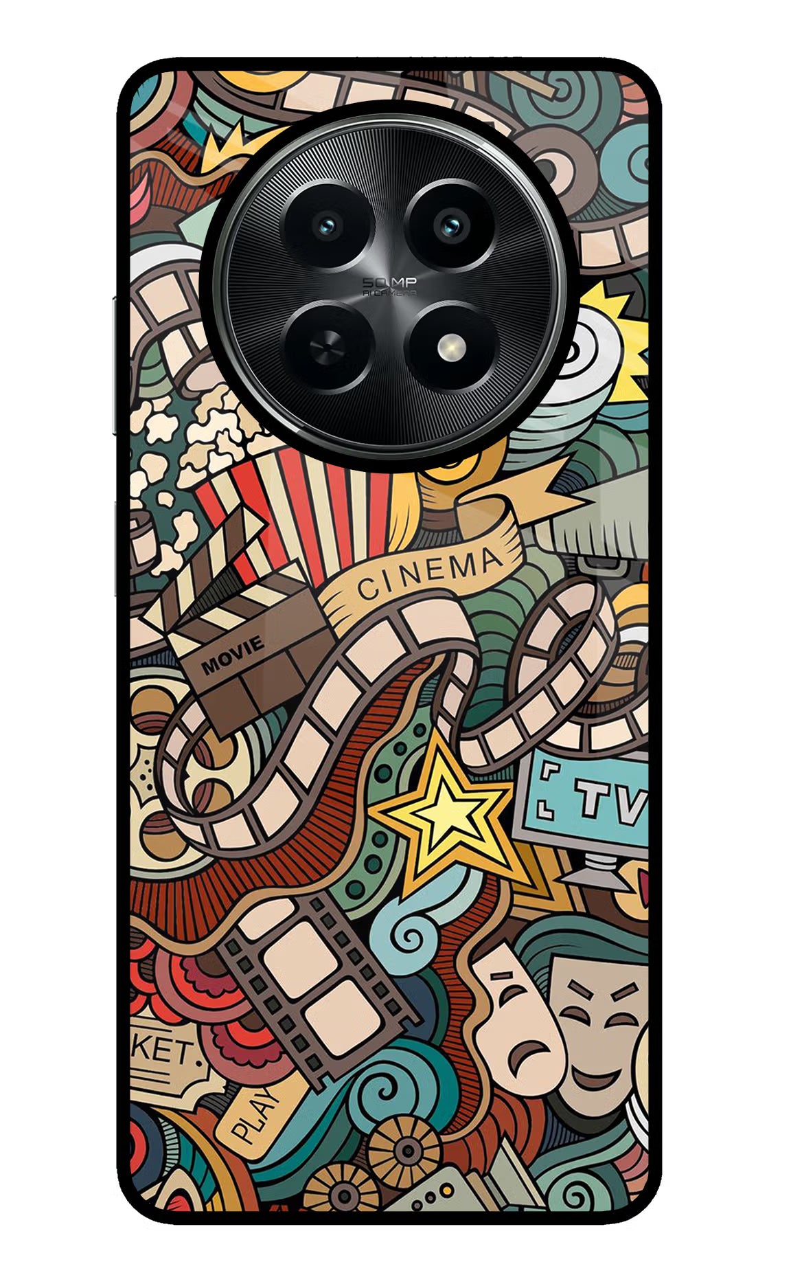 Cinema Abstract Realme C65 5G Glass Case Back Cover by Casekaro
