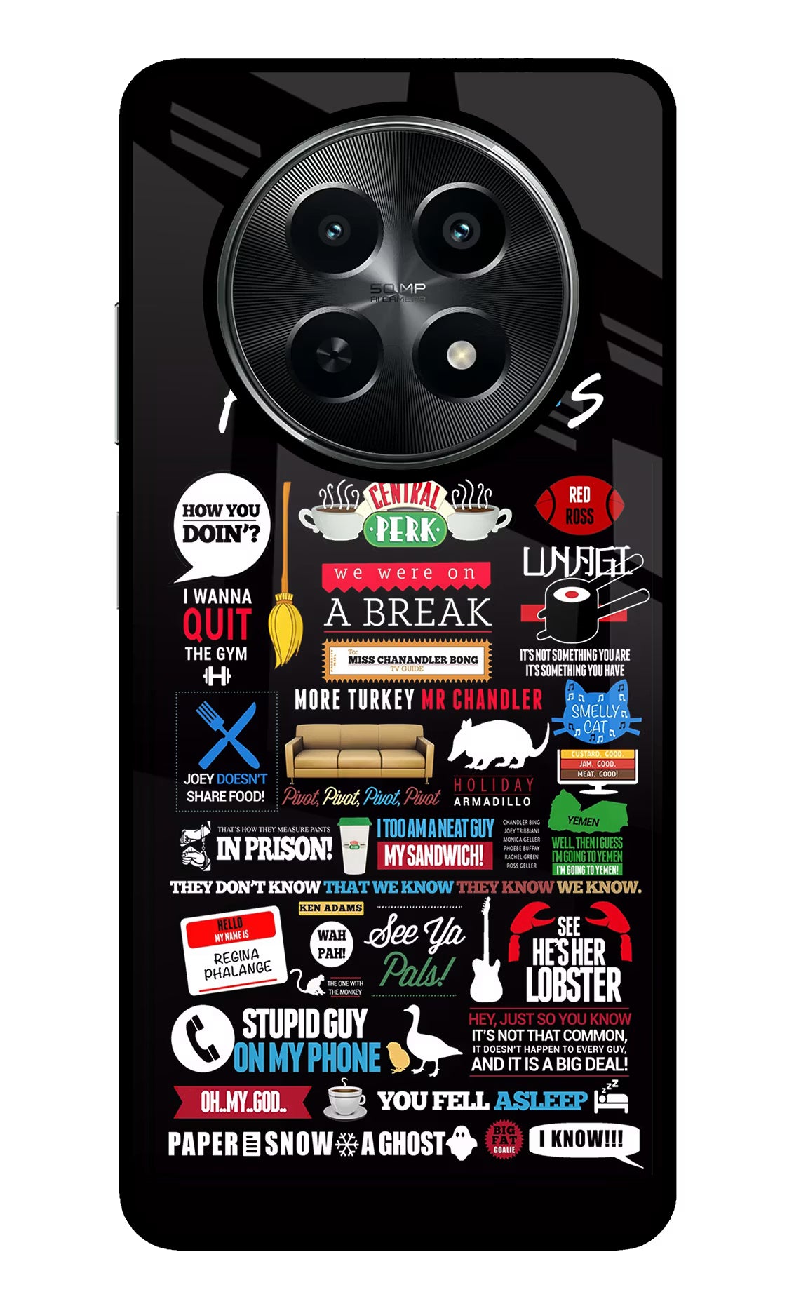 FRIENDS Realme C65 5G Glass Case Back Cover by Casekaro