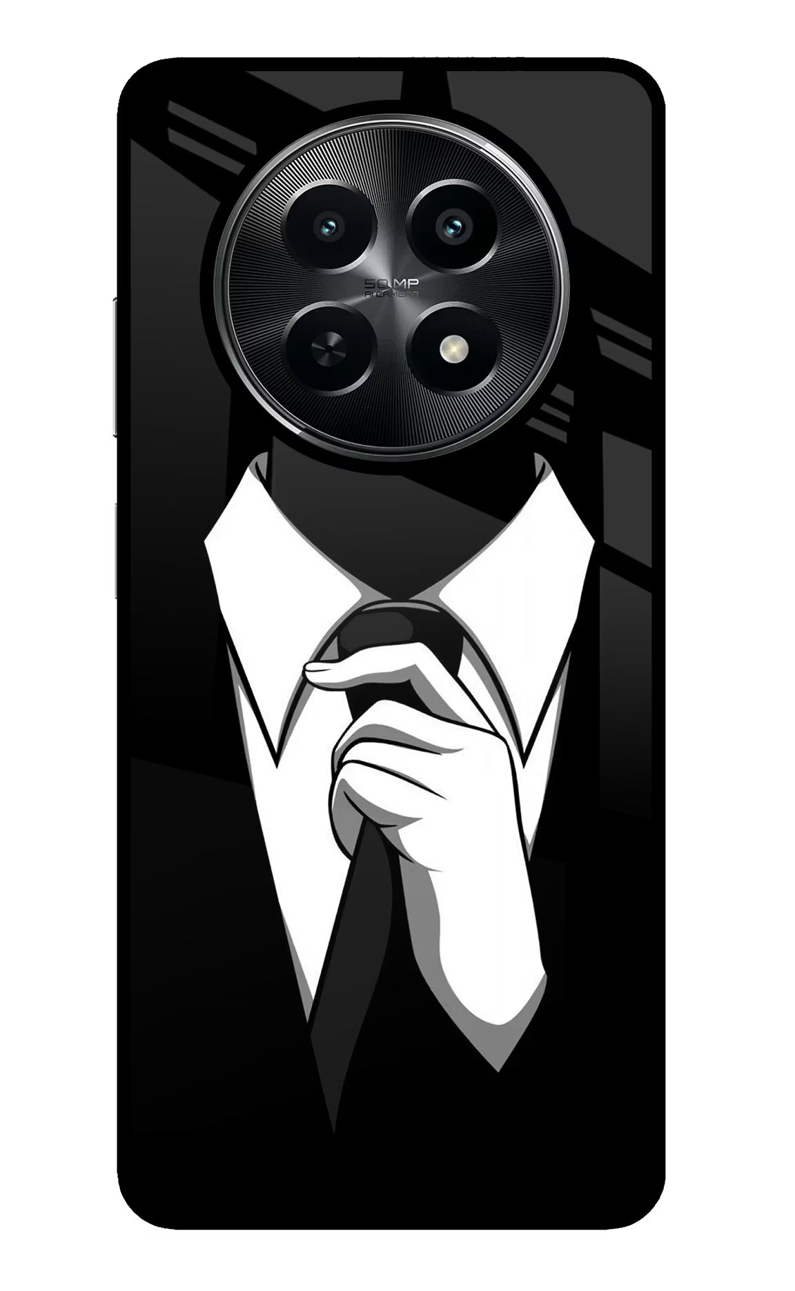 Black Tie Realme C65 5G Glass Case Back Cover by Casekaro