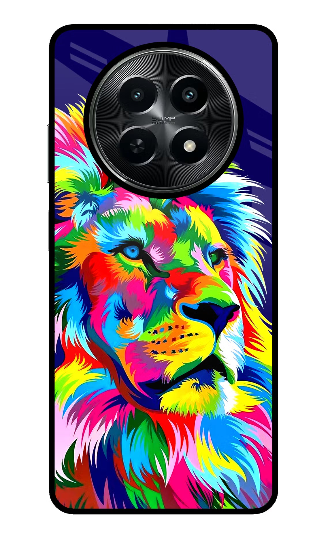 Vector Art Lion Realme C65 5G Glass Case Back Cover by Casekaro
