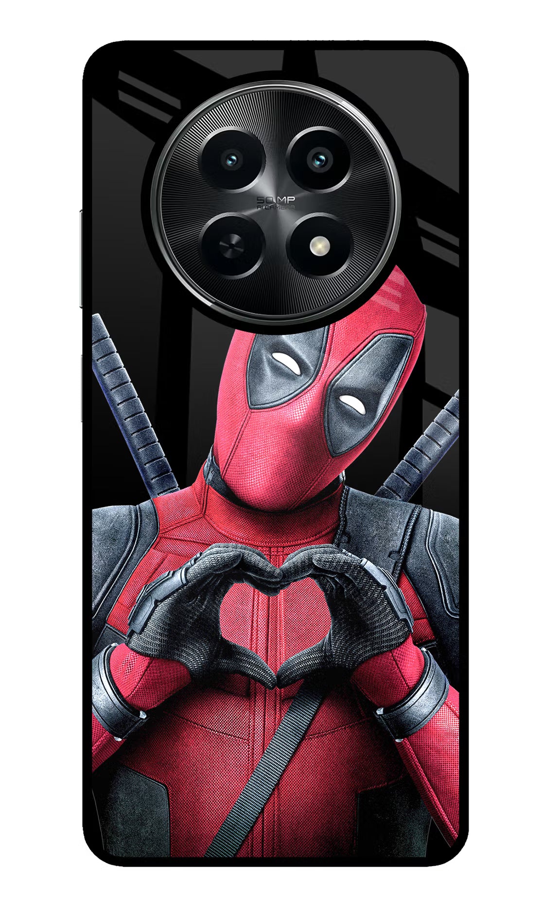 Deadpool Realme C65 5G Glass Case Back Cover by Casekaro