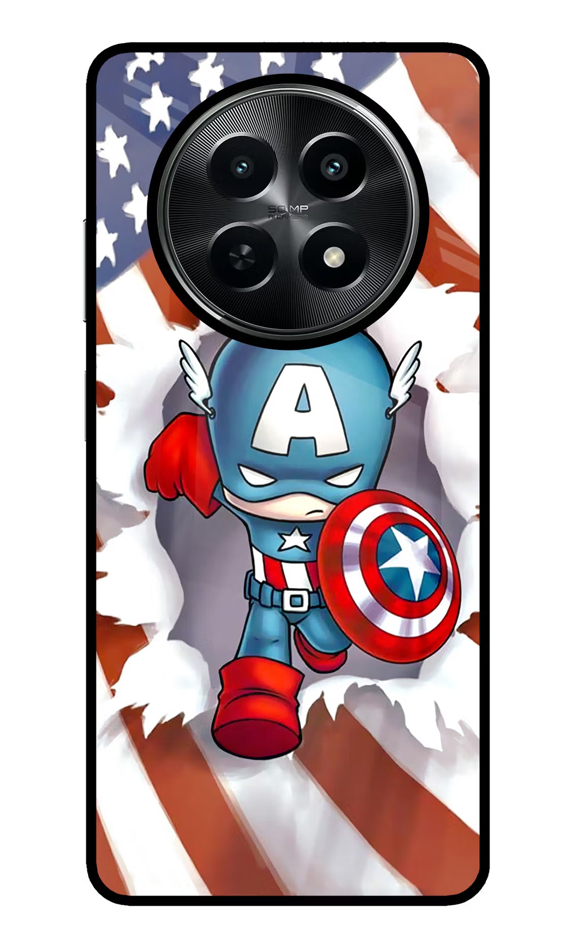 Captain America Realme C65 5G Glass Case Back Cover by Casekaro