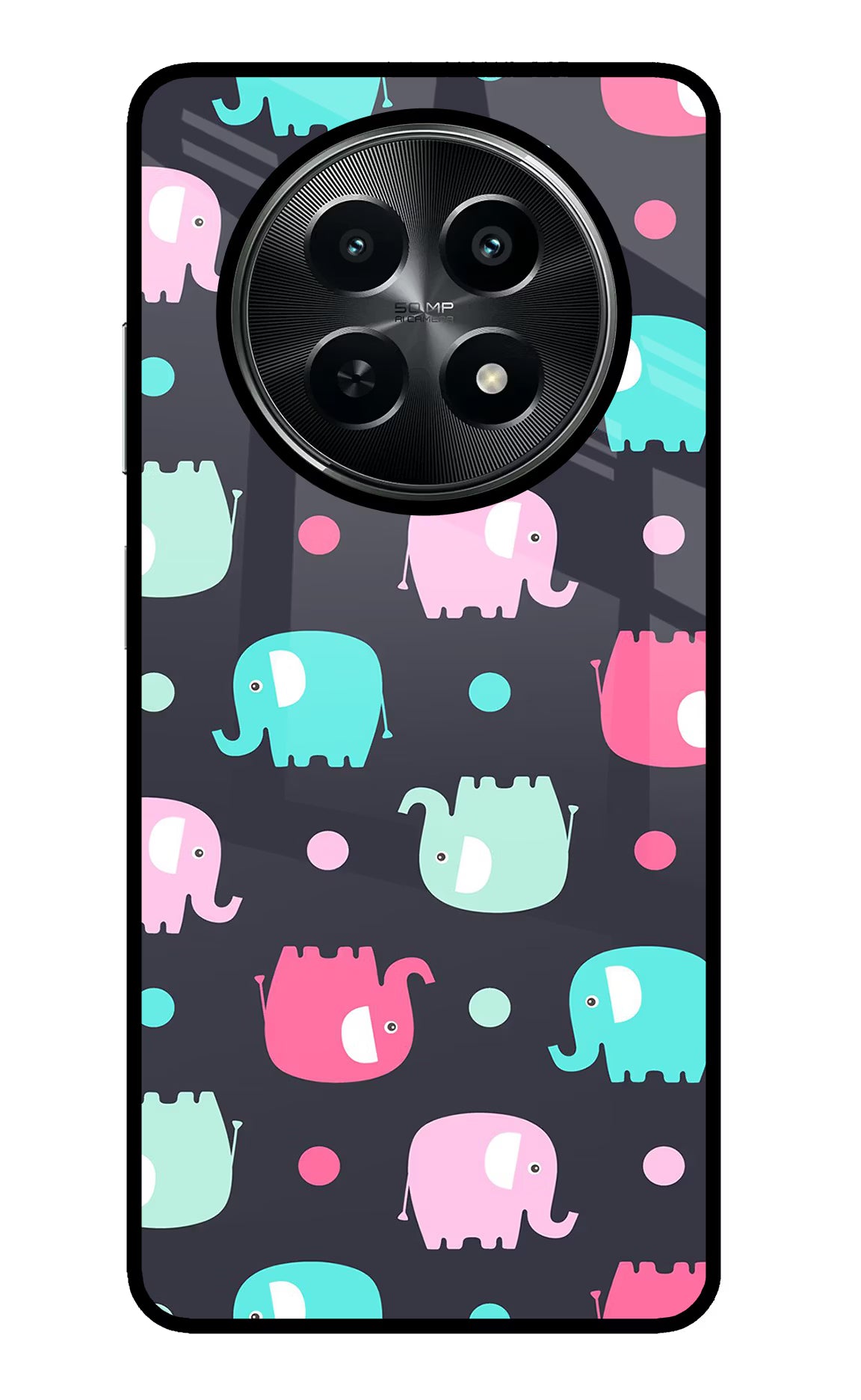 Elephants Realme C65 5G Glass Case Back Cover by Casekaro