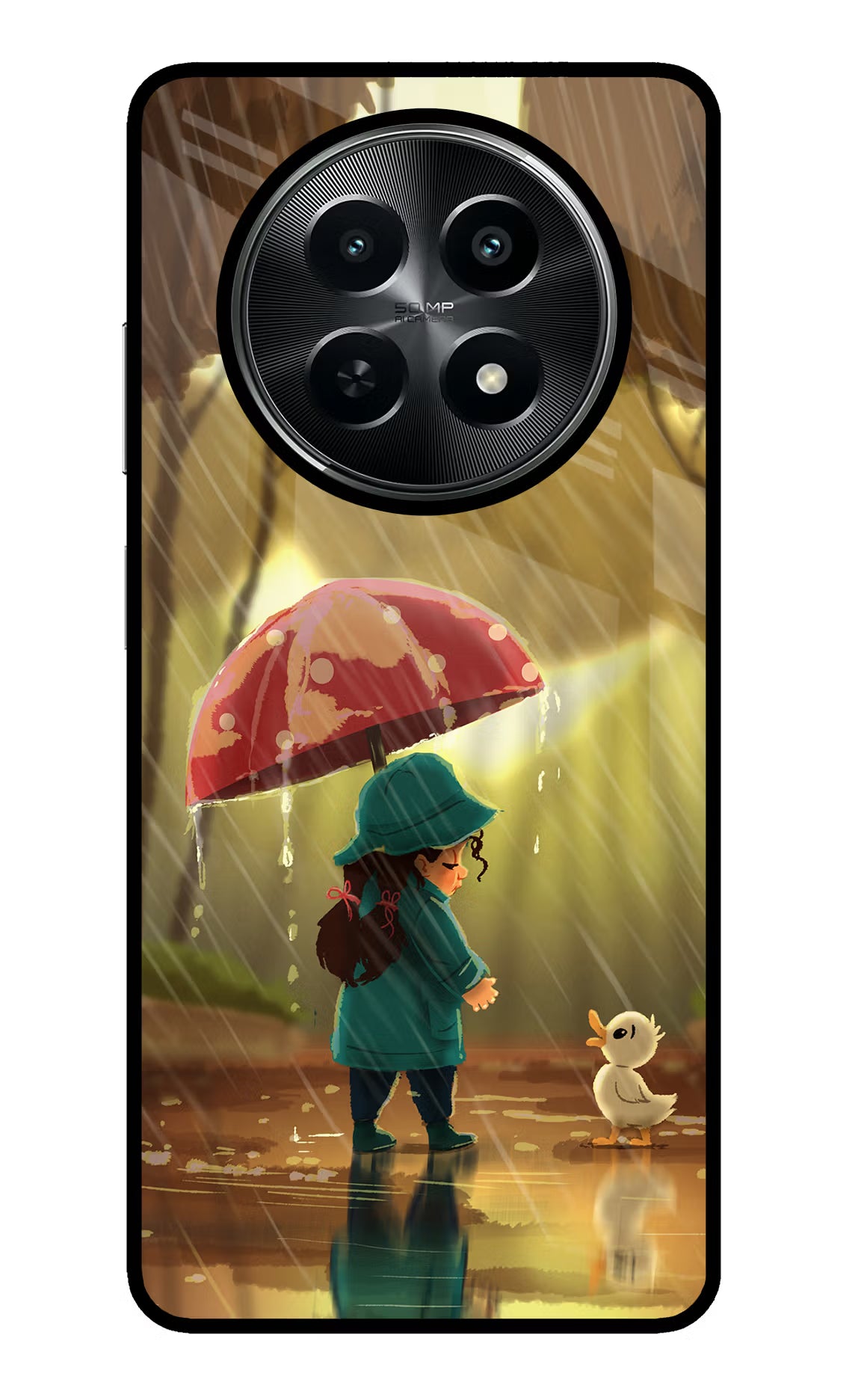 Rainy Day Realme C65 5G Glass Case Back Cover by Casekaro