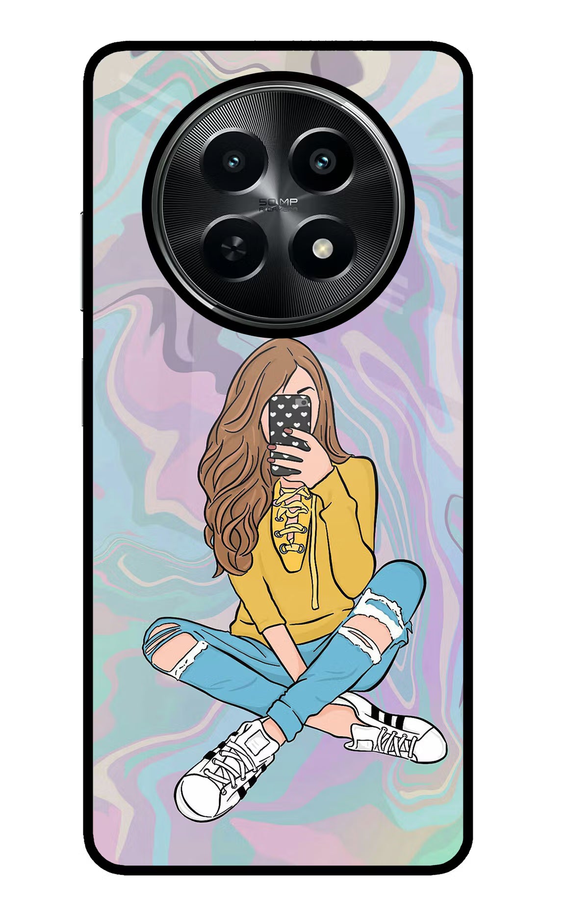 Selfie Girl Realme C65 5G Glass Case Back Cover by Casekaro
