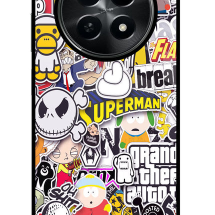 Sticker Bomb Realme C65 5G Glass Case Back Cover by Casekaro
