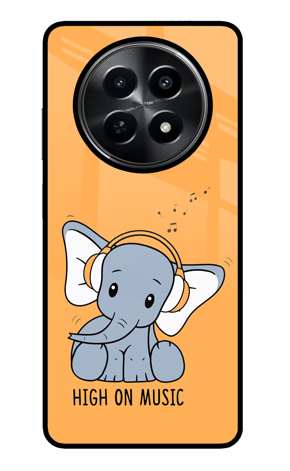 High On Music Realme C65 5G Glass Case Back Cover by Casekaro
