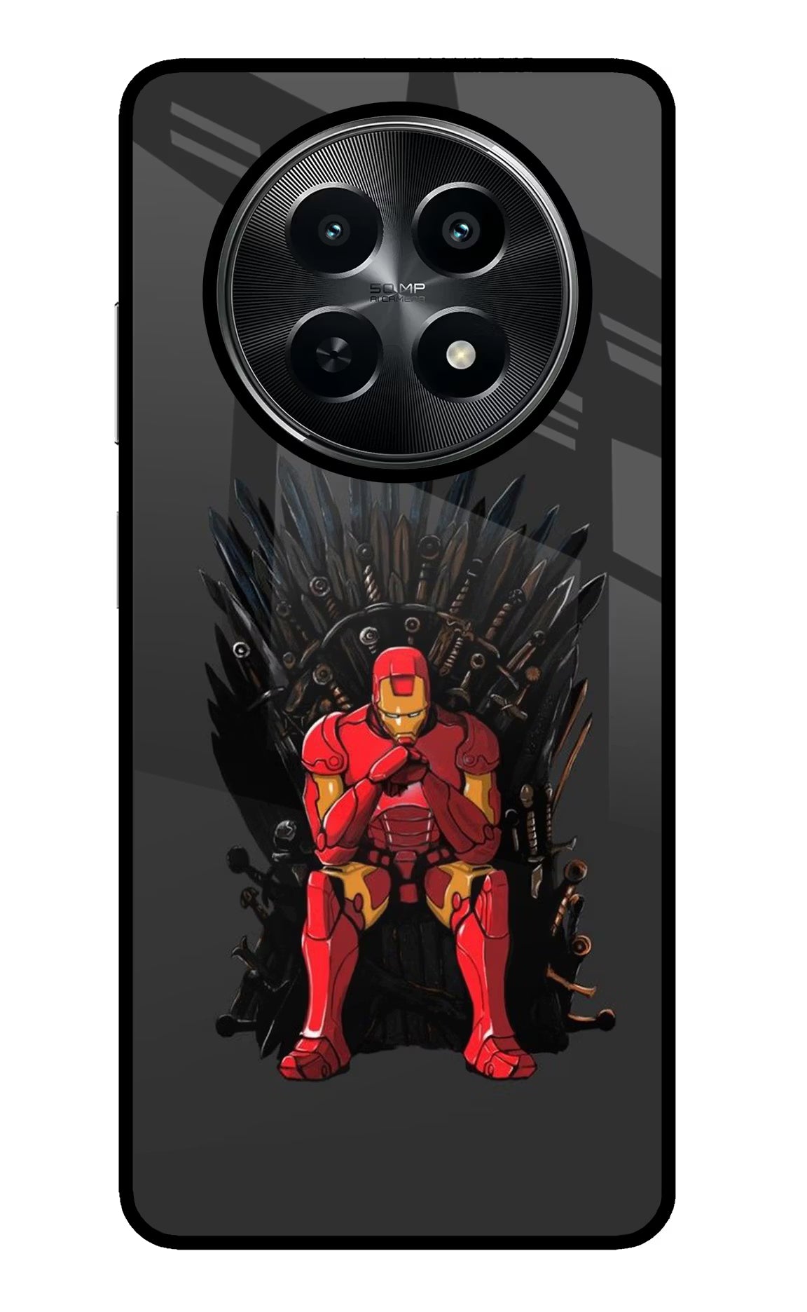 Ironman Throne Realme C65 5G Glass Case Back Cover by Casekaro