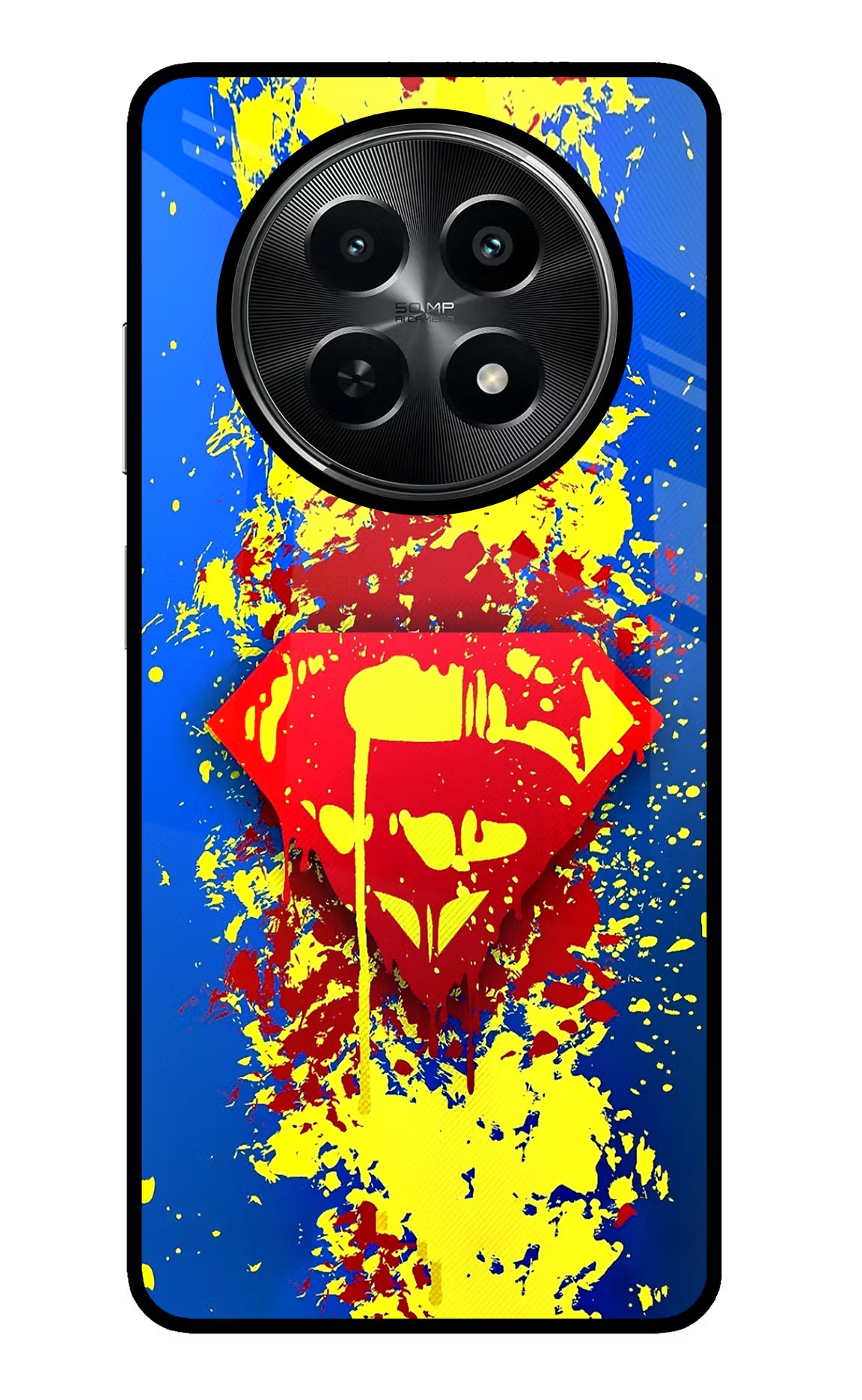 Superman logo Realme C65 5G Glass Case Back Cover by Casekaro
