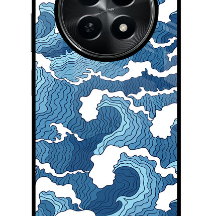 Blue Waves Realme C65 5G Glass Case Back Cover by Casekaro