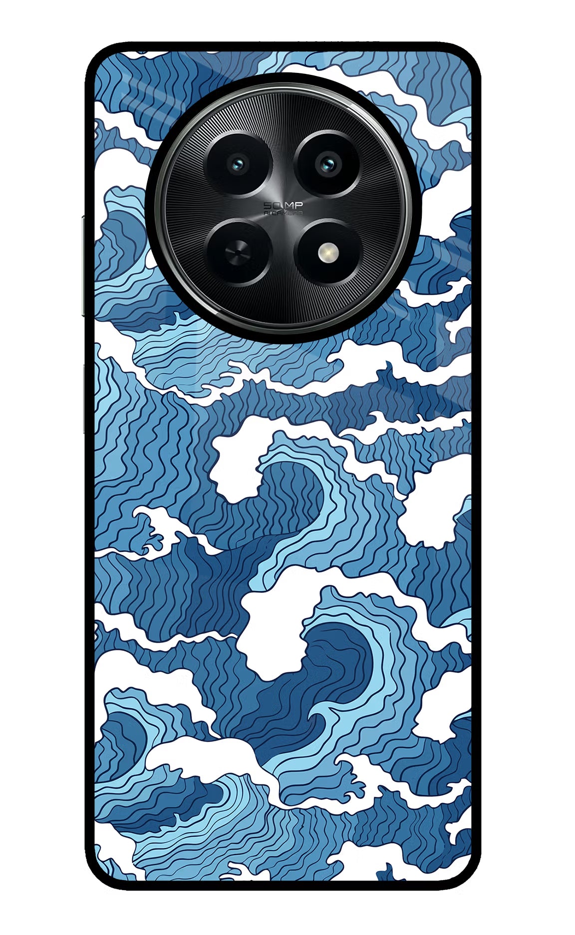 Blue Waves Realme C65 5G Glass Case Back Cover by Casekaro