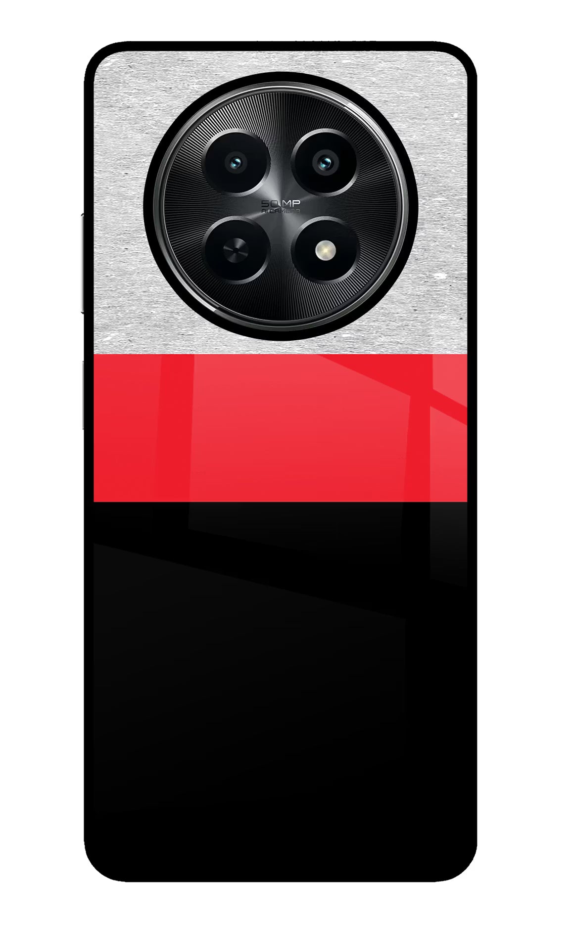 Tri Color Pattern Realme C65 5G Glass Case Back Cover by Casekaro