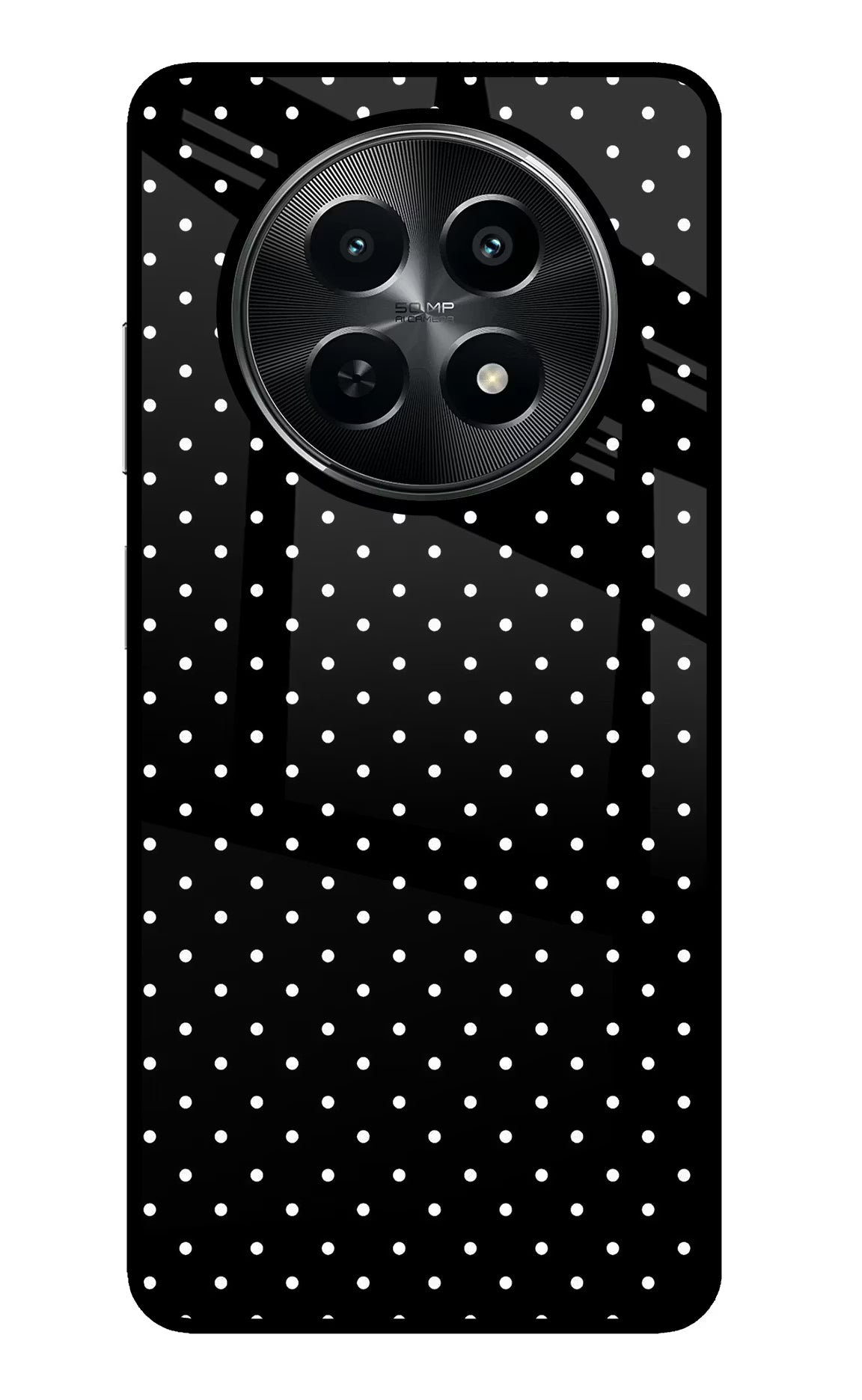 White Dots Realme C65 5G Glass Case Back Cover by Casekaro
