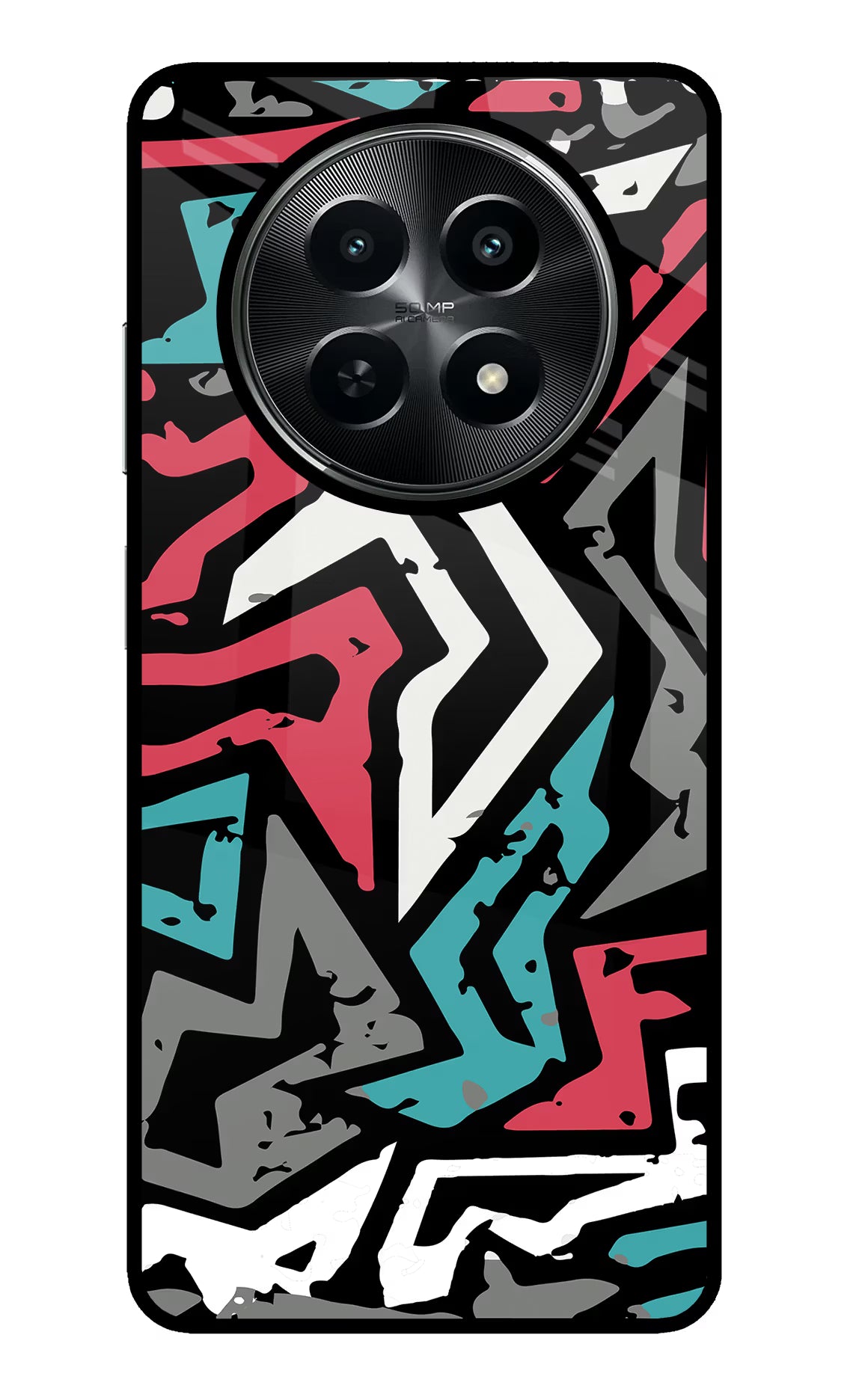 Geometric Graffiti Realme C65 5G Glass Case Back Cover by Casekaro